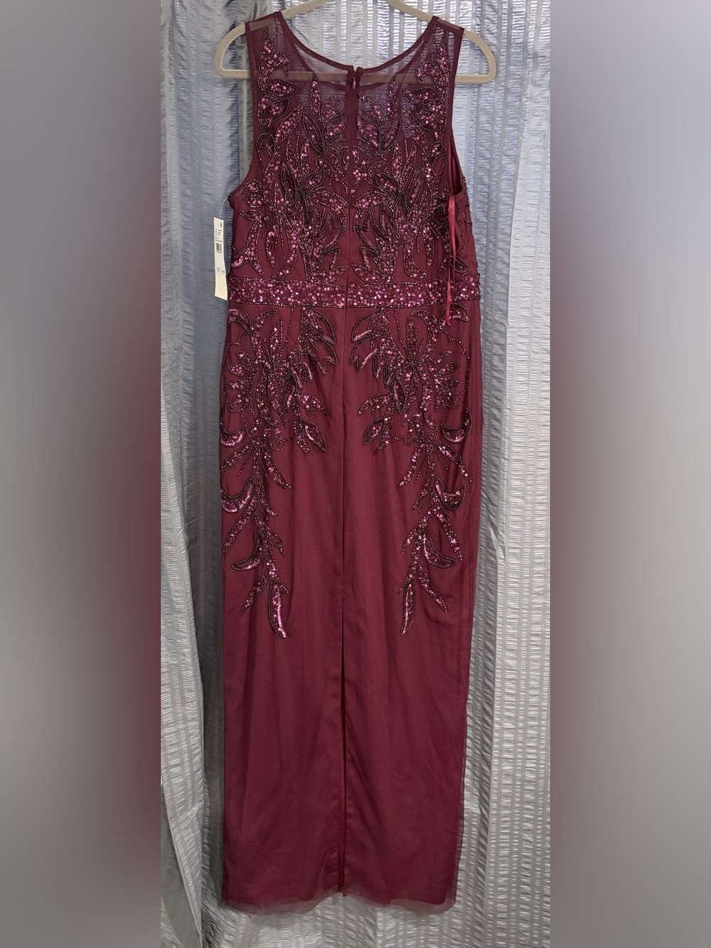 Adrianna Papell Burgundy Sequin Beaded Dress - Picture 5 of 13